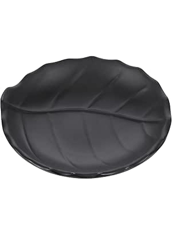 Black Ceramic Leaf Pattern Appetizer Plate For Snacks Side Dishes Desserts Salad - Image 1