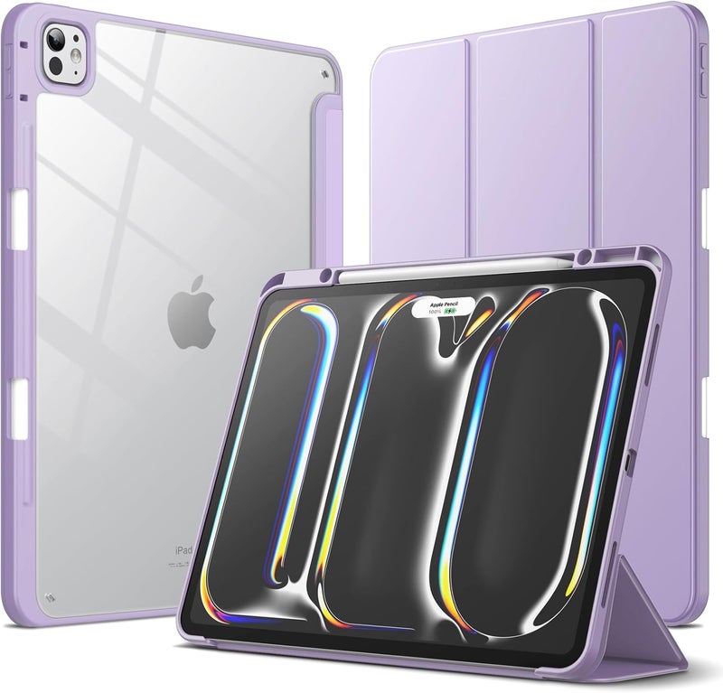 جي تيك حافظة لجهاز آيباد برو 13 بوصة M4 (2024) مع حامل قلم، غطاء خلفي شفاف رفيع مقاوم للصدمات، مع خاصية الإيقاظ/السكون التلقائي (أرجواني) - Image 1