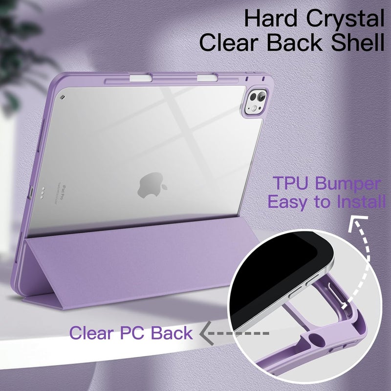 جي تيك حافظة لجهاز آيباد برو 13 بوصة M4 (2024) مع حامل قلم، غطاء خلفي شفاف رفيع مقاوم للصدمات، مع خاصية الإيقاظ/السكون التلقائي (أرجواني) - Image 3