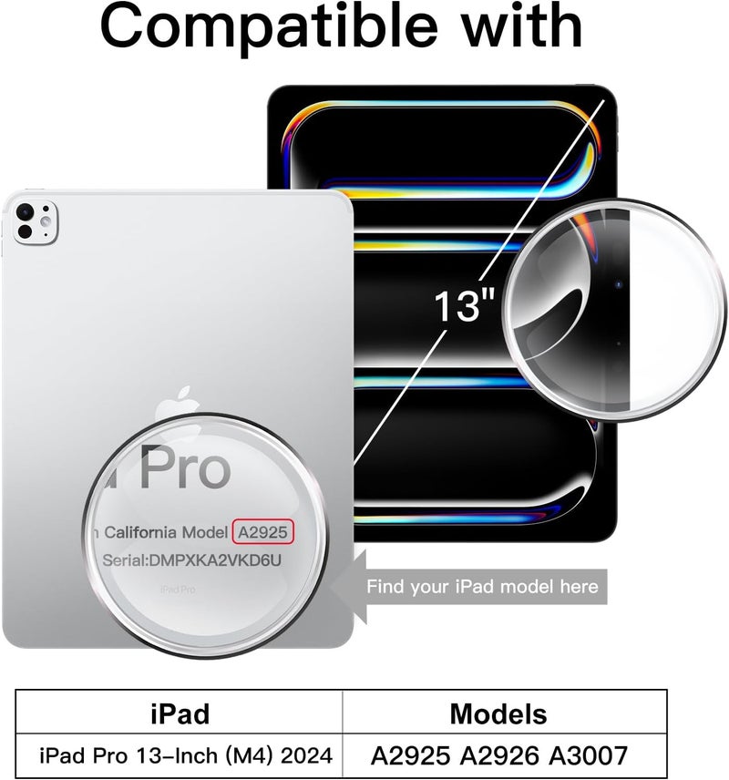 جي تيك حافظة لجهاز آيباد برو 13 بوصة M4 (2024) مع حامل قلم، غطاء خلفي شفاف رفيع مقاوم للصدمات، مع خاصية الإيقاظ/السكون التلقائي (أرجواني) - Image 2