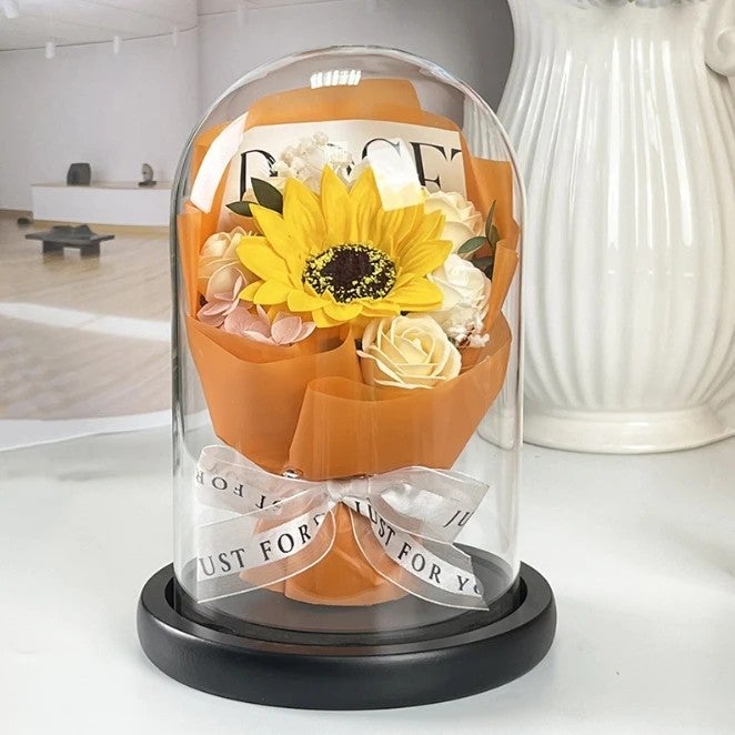 Bluejw Full Star Dried Flower Glass Dome Bouquet - Preserved Rose Gift for Girlfriend, Valentine's Day, Graduation - Includes Dried Plants - Image 3