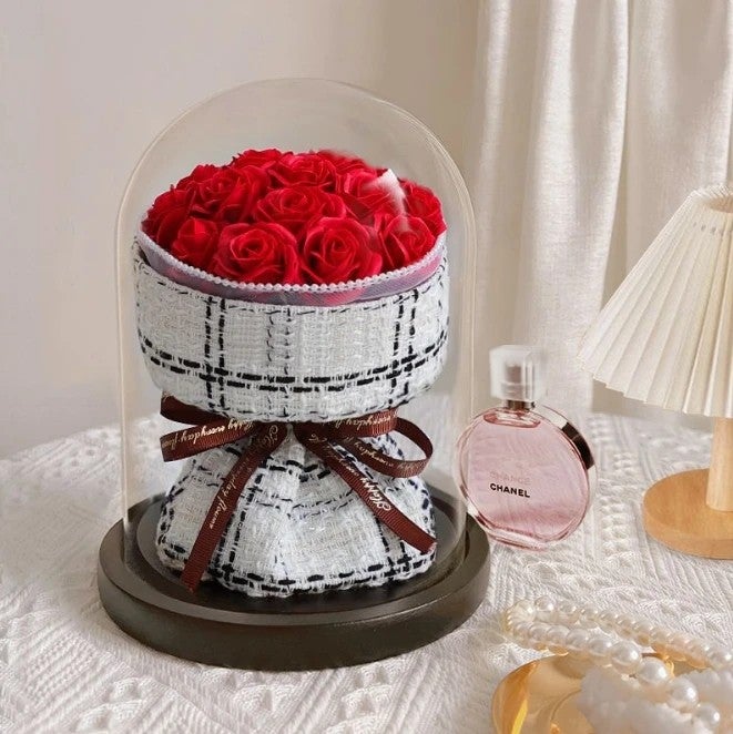 Bluejw Full Star Dried Flower Glass Dome Bouquet - Preserved Rose Gift for Girlfriend, Valentine's Day, Graduation - Includes Dried Plants - Image 4