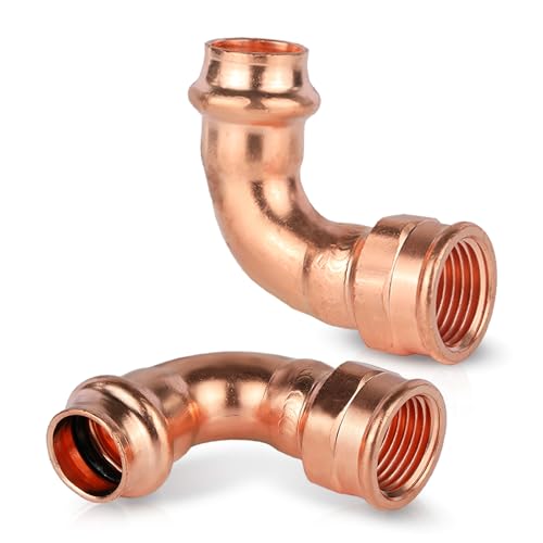 HeSun 2Pack HeSun Copper Press Female Elbow 12 Press x 12 Female NPT Pressure Fittings P x FNPT for Copper Tube ConnectionPRESS084 - Image 1