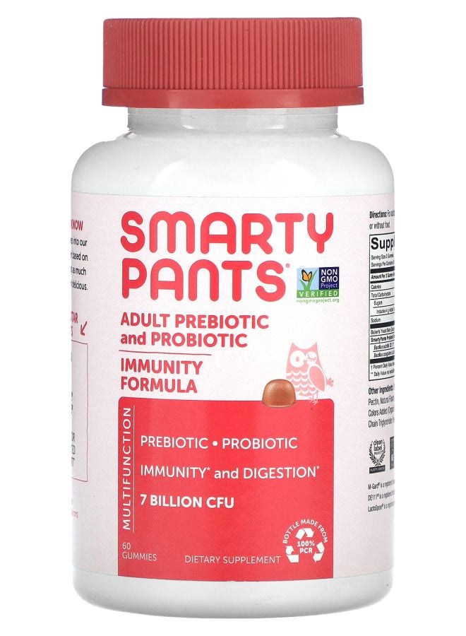 SmartyPants Adult Prebiotic and Probiotic Strawberry Creme 7 Billion CFU 60 Gummies