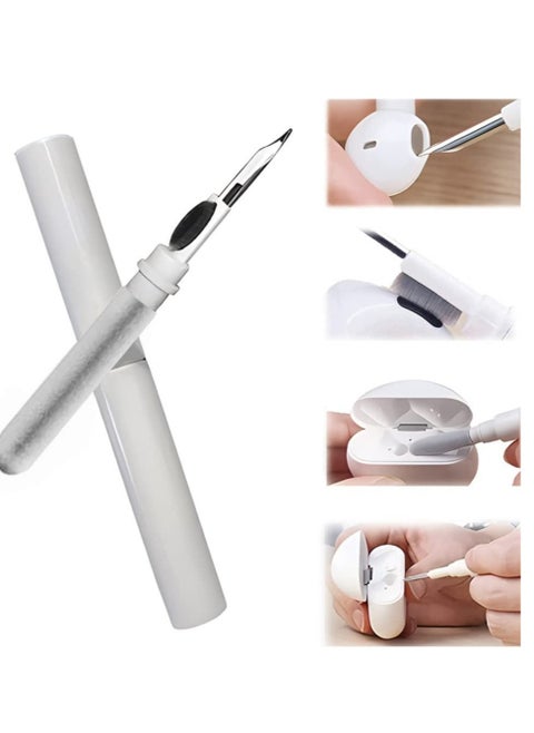 Earbuds Cleaning Pen Fits for Airpods Pro 1 2 3 Multi Cleaner Kit Soft Brush for Bluetooth Earphones Case Compact Portable Multifunctional Cleaning Kit (White)