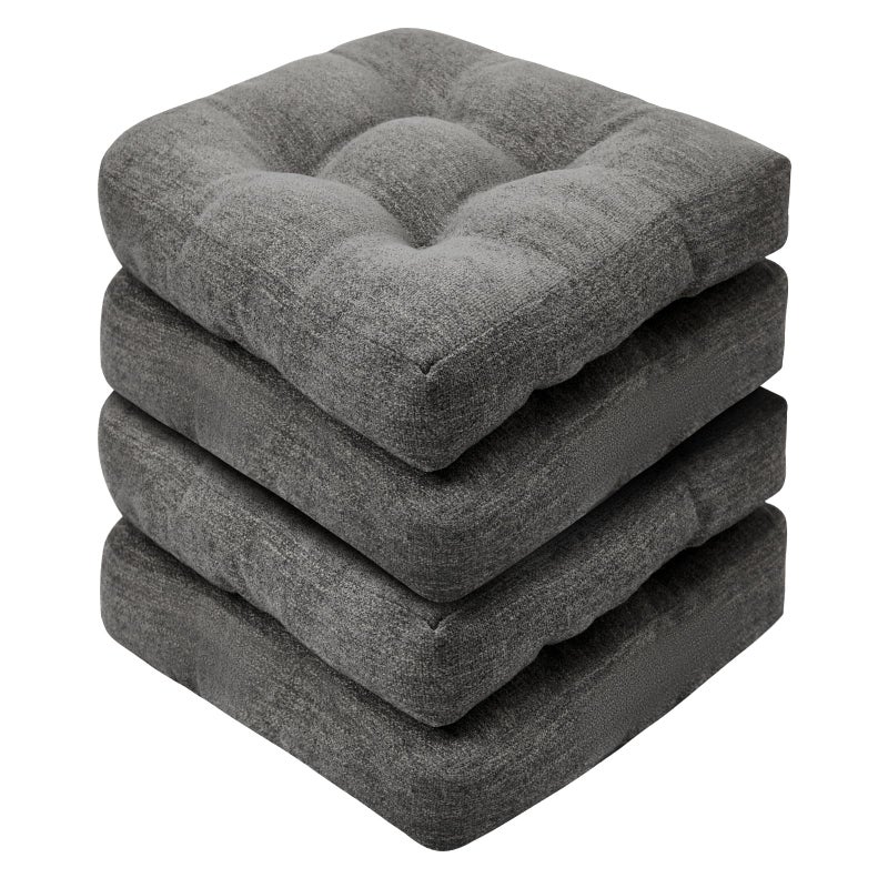 Basic Beyond Chair Cushions for Dining Chairs NonSlip Chair Pads Thick Seat Cushions for Dining Room Chairs Kitchen Chair Cushions Set of 4 17 x 17 x 4 Dark Grey