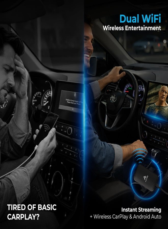 AutoSky جهاز AUTOSKY LITE Box Dual Plus - 2026 - يحول CarPlay/Android Auto إلى لاسلكي - يدعم *Netflix* وYouTube بدون إعادة الاتصال - وحدة واي فاي مزدوجة. - Image 3