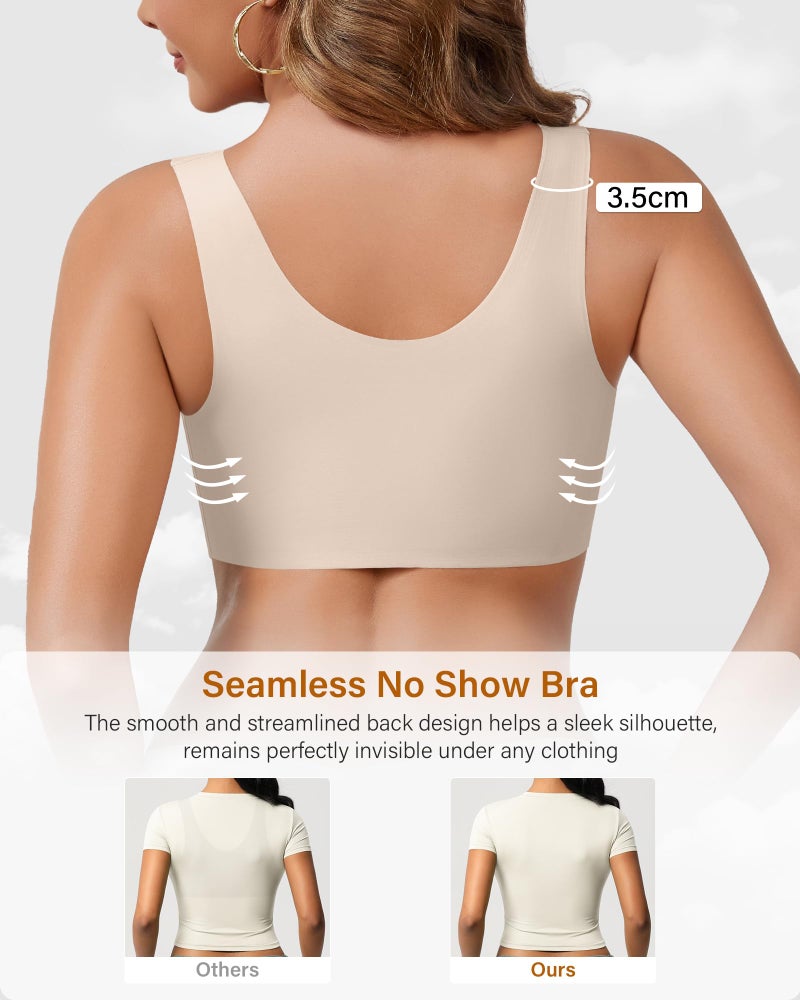 DEANGELMON Wireless Bras for Women No Underwire Seamless Full Coverage T-Shirt Pullover Sleep Bra Comfort Lounge Bralette(Beige,L) - Image 5