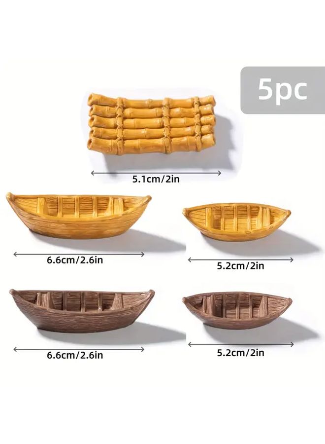 5 حزمة من زخارف القوارب الصغيرة العائمة الواقعية لتزيين أحواض الأسماك ومشاهد الأكواريوم - Image 2