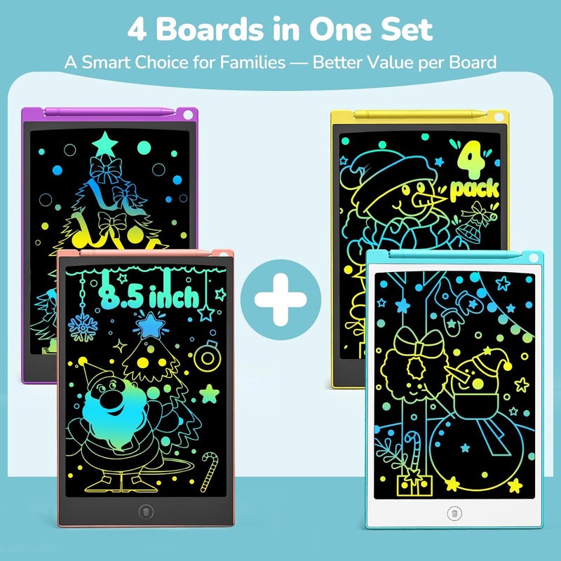 TECJOE LCD Writing Board, 2 Pack, 8.5 Inch Tablet for Children and Adults, Erasable, Reusable Writing Drawing Pad, with Lockable Erase Button (Blue + Pink) - Image 2