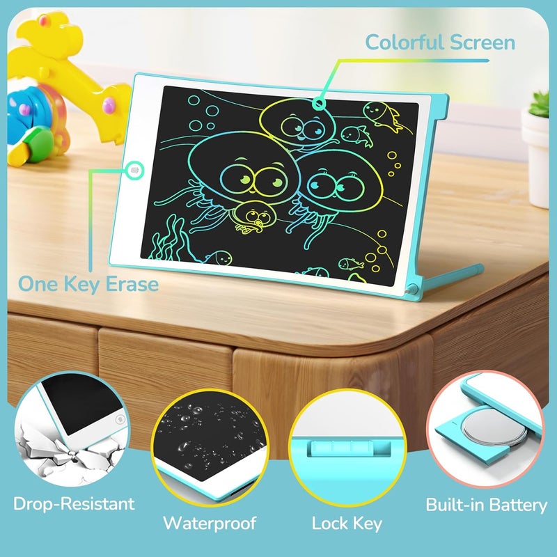 TECJOE LCD Writing Board, 2 Pack, 8.5 Inch Tablet for Children and Adults, Erasable, Reusable Writing Drawing Pad, with Lockable Erase Button (Blue + Pink) - Image 4