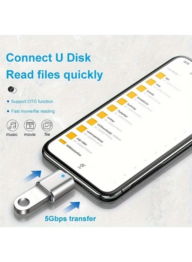 Black Mini Portable Aluminum Alloy Type C OTG Adapter 5Gbps Data Transfer USB 3 0 Converter - Image 4