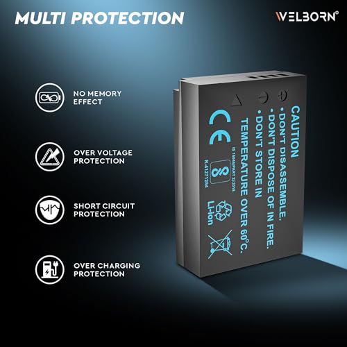 WELBORN باقة بطارية قابلة لإعادة الشحن WELBORN LPE12 (2800 مللي أمبير) متوافقة مع كاميرات كانون EOS M، M10، M100، M200، Rebel SL1، EOS 100D، M50، M50 Mark II | PowerShot SX70 HS | بطارية كاميرا كانون - Image 4