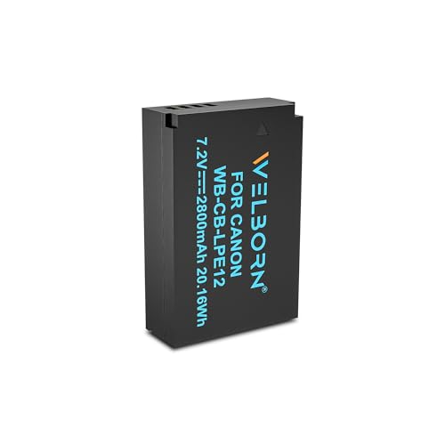 WELBORN باقة بطارية قابلة لإعادة الشحن WELBORN LPE12 (2800 مللي أمبير) متوافقة مع كاميرات كانون EOS M، M10، M100، M200، Rebel SL1، EOS 100D، M50، M50 Mark II | PowerShot SX70 HS | بطارية كاميرا كانون - Image 1