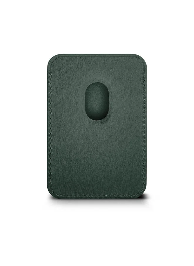 POLICE Antiquity Vegan Leather Green Magnetic Credit Card Holder, Slim Design, Debossed Logo