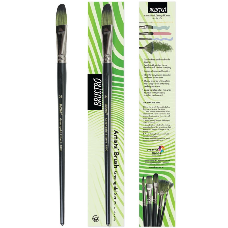 BRUSTRO Artists Greengold Acrylic Brush Filbert Series 1800 - Size - 24 | Ideal for Oil, Acrylic Painting on Paper, Canvas, Fine Art Students and Professional. - Image 5