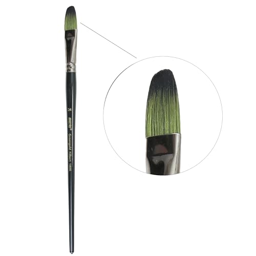 BRUSTRO Artists Greengold Acrylic Brush Filbert Series 1800 - Size - 24 | Ideal for Oil, Acrylic Painting on Paper, Canvas, Fine Art Students and Professional. - Image 2