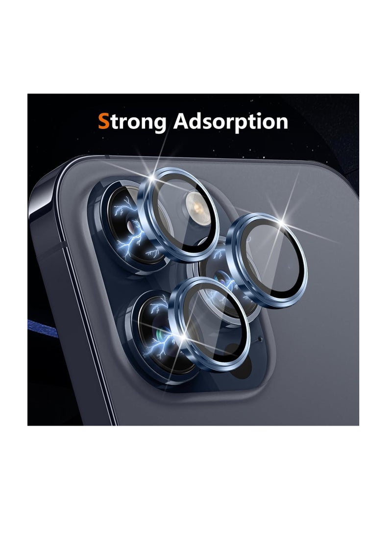 Camera Lens Protector for iPhone 15 Pro/iPhone 15 Pro Max, [Keep Original Shooting]Tempered Glass Screen Protector Metal Individual Camera Cover Accessories Case Friendly (Blue)  - Image 3