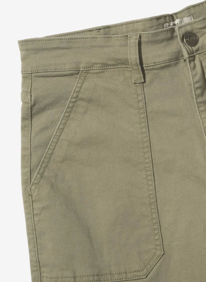 The Souled Store  The Souled Store Men Straight Fit Solid Olive Cargo Jeans  | Best Price UAE