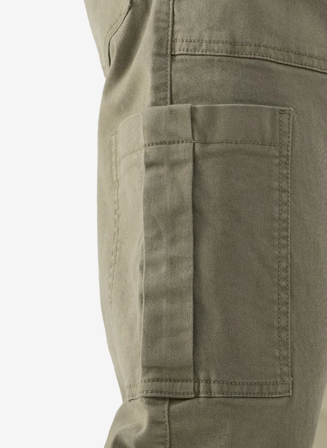 The Souled Store  The Souled Store Men Straight Fit Solid Olive Cargo Jeans  | Best Price UAE