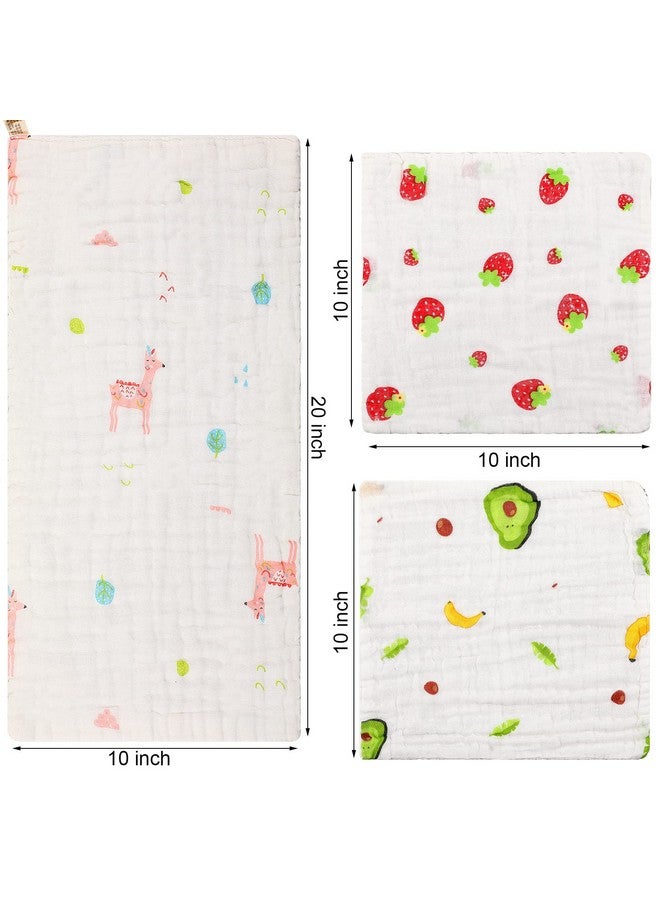 Kenning 20 Pack Muslin Baby Burp Cloths Large 20 x 10 Inches and 10 x 10 Inch Cotton Baby Burp Rags Cute Towel and Washcloths Face Towels 6 Layers Absorbent for Infant Shower, 20 Styles - Image 1