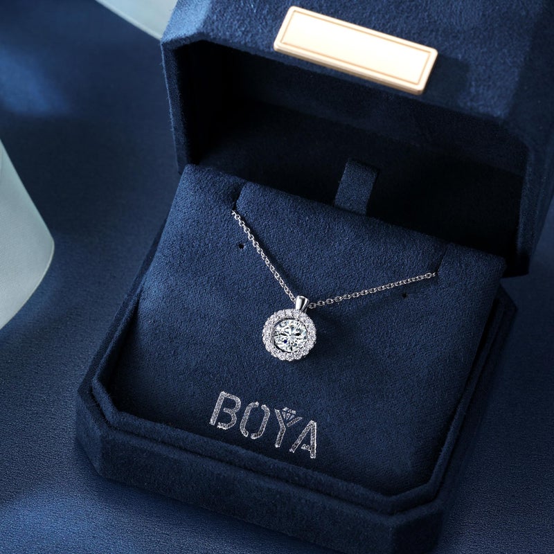 boya Dancing Moissanite Heart Pendant Necklace for Women, 1CT D Color VVS1 Excellent Cut Sterling Silver, Sparkling Anniversary Valentine Mother Day Gift for Wife Girlfriend - Image 4