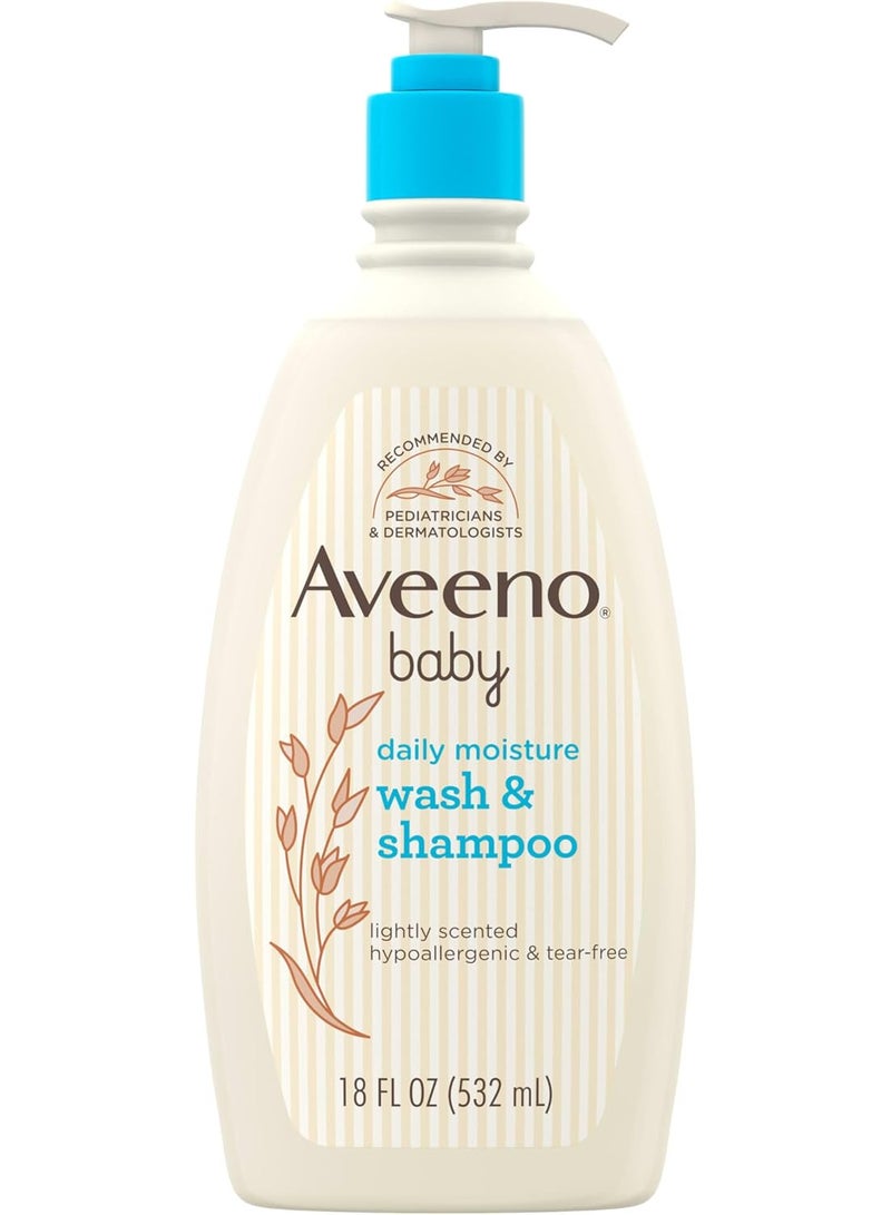 Aveeno Daily Moisture Gentle Body Wash & Shampoo with Oat Extract, 2-in-1 Baby Bath Wash & Hair Shampoo 18 fl. oz