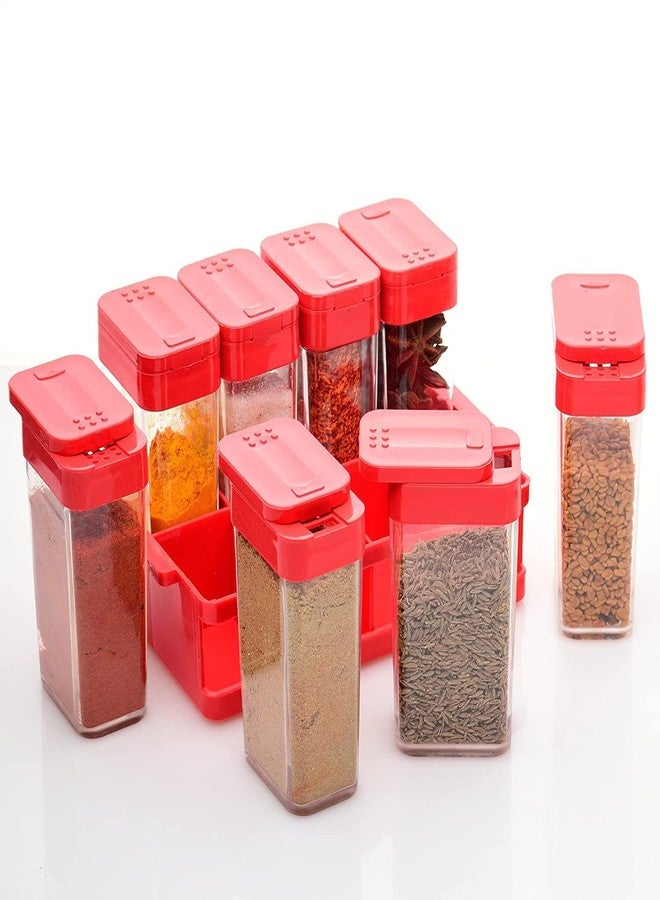 Finner Premium Masala Box Spice Rack Set with 8 Airtight Plastic Containers | Compact Masala Dabba for Organized, Fresh Spices & Smooth Everyday Cooking (Red) - Image 2