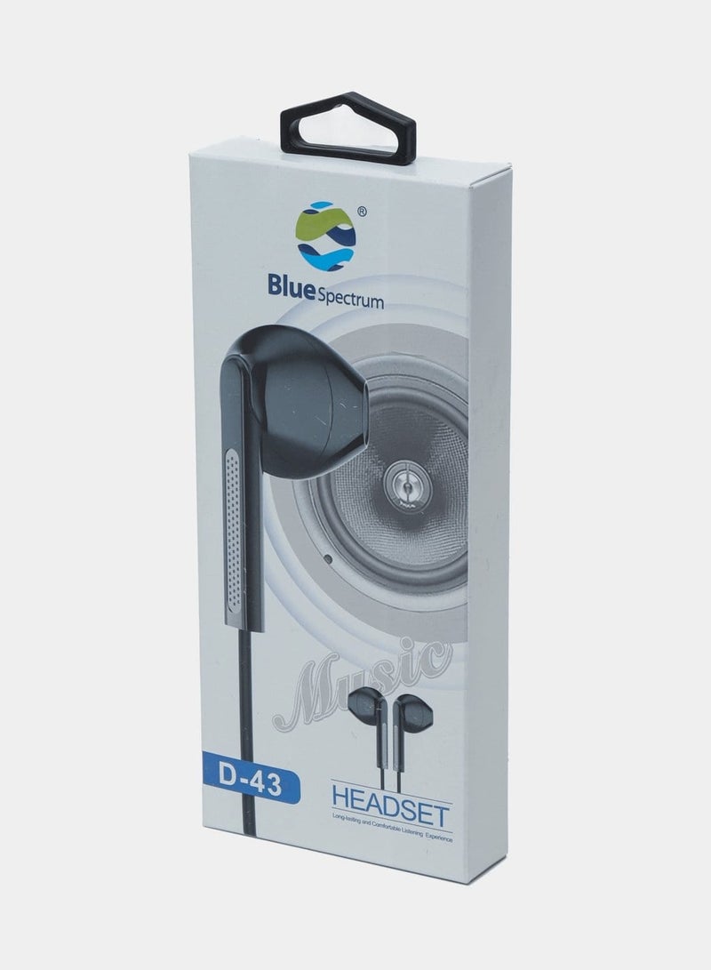 Blue Spectrum Wired Stereo Earphone Handsfree In-Ear 3.5mm Jack headset earbuds- Black - Image 3