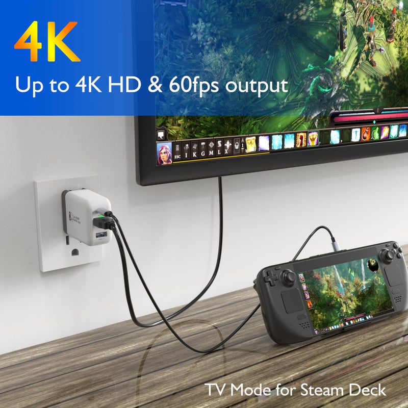 Mirabox 65W Portable Dock Charger for Nintendo Switch, Compatible with Switch OLED/Steam Deck/ROG Ally/Samsung Dex/iPad/MacBook, 4K 60Hz USB C TV Docking Station, Support Charging and HDMI Output - Image 4