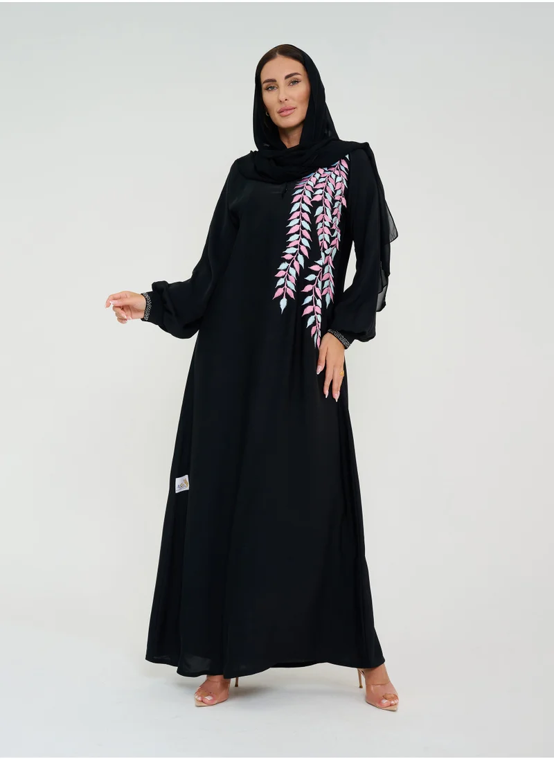 Rosette Abaya Colors Embroidery Abaya