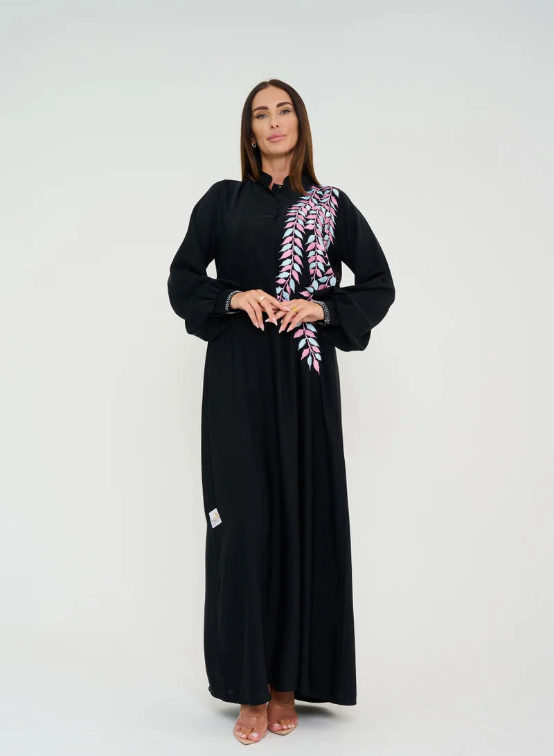 Rosette Abaya Colors Embroidery Abaya