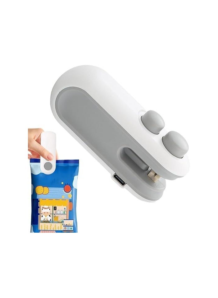 Durable Mini Bag Sealer, Rechargeable Type C, Handheld Heat Sealer, Plastic Bag Sealer for Fresh Food, Snacks, Fruits, Cookies (White) - Image 1