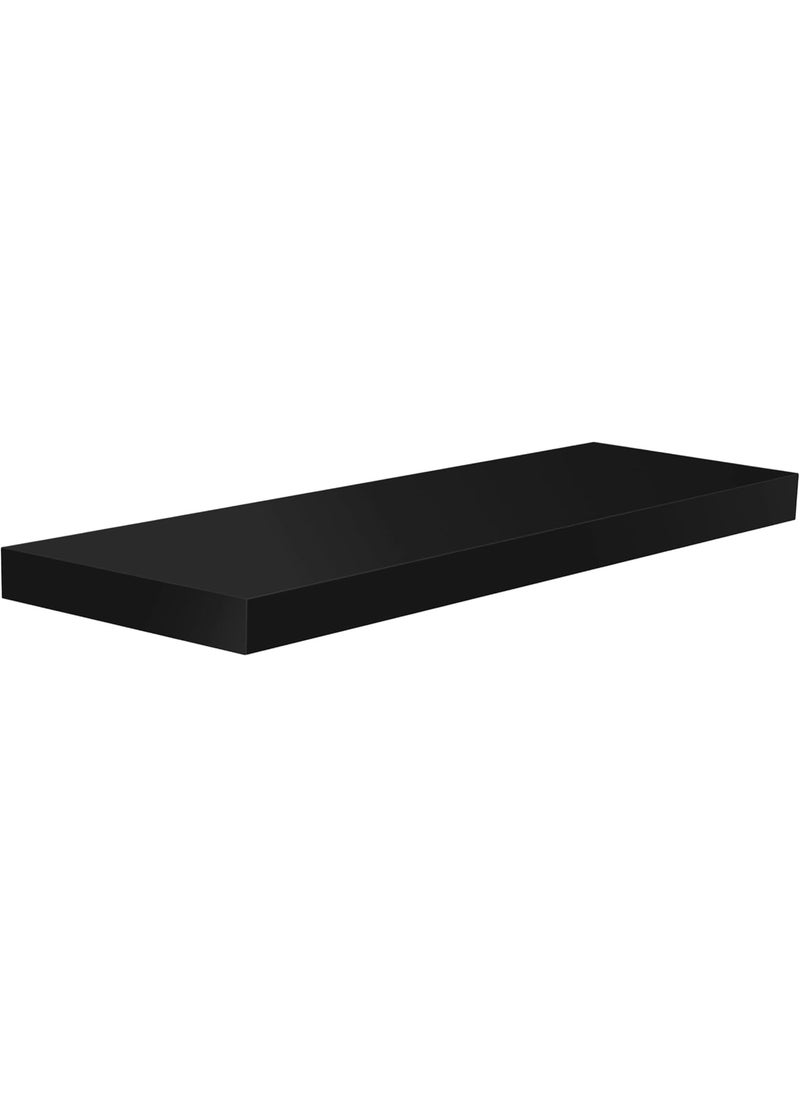 MIXDE Decorative Floating Wall Mounted Shelves with Stylish Invisible Brackets, Modern Faux Wood Storage with Matte Finish for Bedroom, Living Room, Bathroom, Kitchen Décor, 4 Piece (Black)  - Image 4