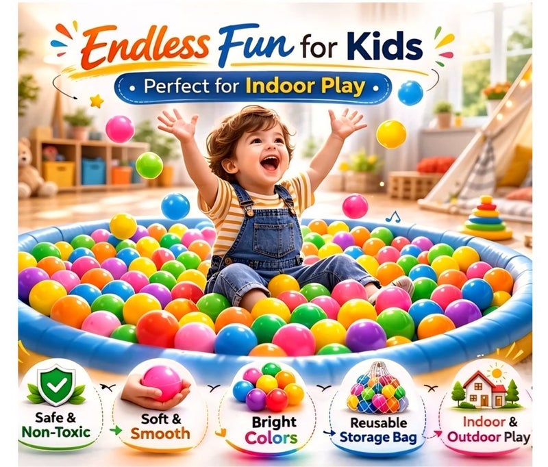 100-PieceVibrant Black Ocean Fun Balls Smooth Edges and Germ-Free Design Vibrant black PLAYPEN Ball Set - Image 5