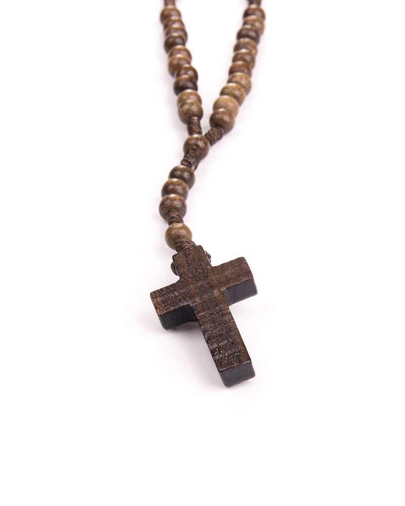 Intercession Small Pocket Size Wood Rosary - Made in Brazil (Walnut - 4mm Beads) - Image 4