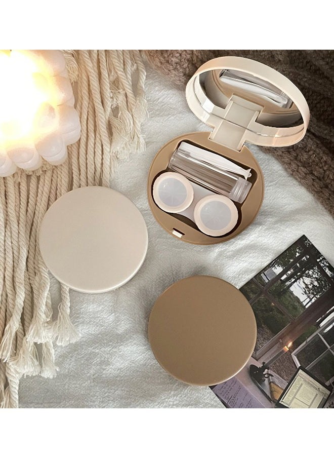 2PCS Contact Lens Case, Portable Contact Box with Mirror, Contact Lens Travel Case, Portable Contact Lens Container Soak Storage Kit for Travel Home