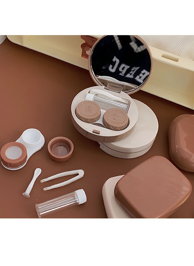 2PCS Contact Lens Case, Portable Contact Box with Mirror, Contact Lens Travel Case, Portable Contact Lens Container Soak Storage Kit for Travel Home