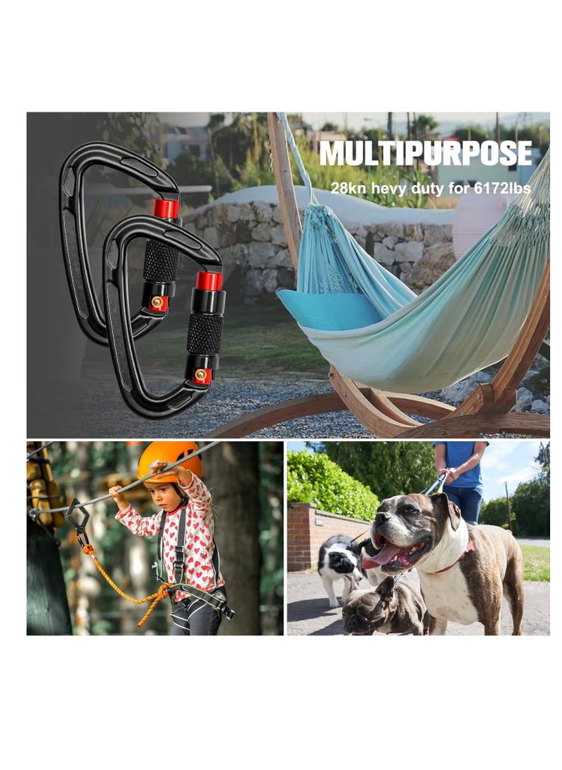SYOSI Auto Locking Carabiner Clips - 24KN (5289lbs) Heavy Duty Carabiners, 2PCS Large Carabiner Clip for Keychains, Hammock, Camping, Gym, Hiking, Outdoor, Dog Leash  - Image 5