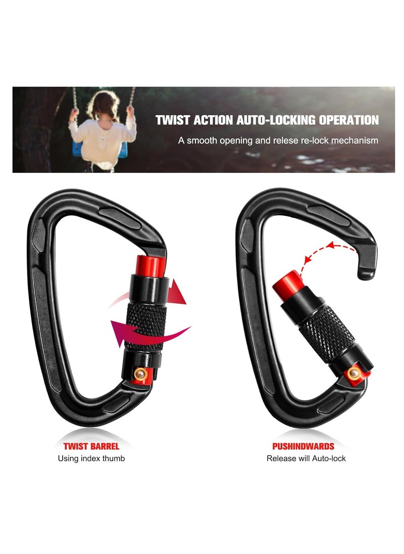 SYOSI Auto Locking Carabiner Clips - 24KN (5289lbs) Heavy Duty Carabiners, 2PCS Large Carabiner Clip for Keychains, Hammock, Camping, Gym, Hiking, Outdoor, Dog Leash  - Image 2