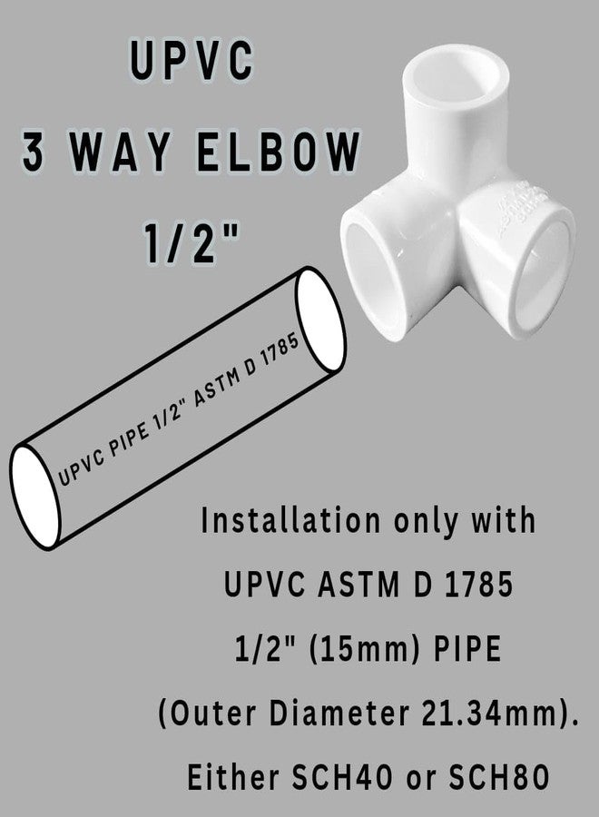 Wiikon وصلات زاوية ثلاثية الاتجاه من أنابيب UPVC شديدة التحمل من Wiikon مقاس 1/2 بوصة، مناسبة لصناعة الأثاث، والبيوت الزجاجية، والسقائف، ووصلات الأنابيب، وأنابيب توصيل الخيام (عبوة من 10 قطع) - Image 4
