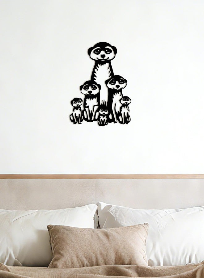 Maoerzai Geometric Meerkat Family Metal Wall Art Decor, Perfect for Living Room, Bedroom, Outdoor Garden (Black - 12 x 12 inch) - Image 3