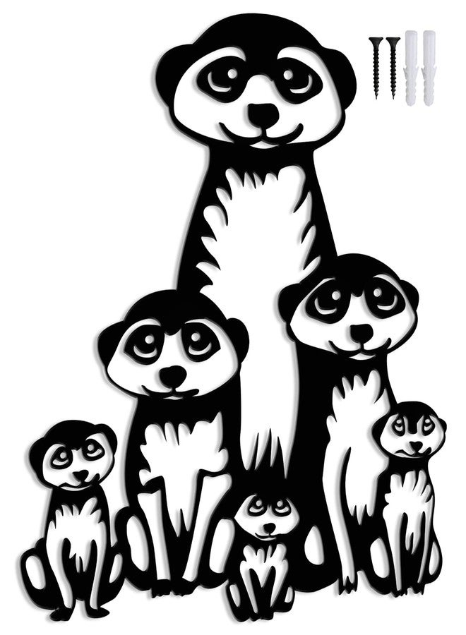 Maoerzai Geometric Meerkat Family Metal Wall Art Decor, Perfect for Living Room, Bedroom, Outdoor Garden (Black - 12 x 12 inch) - Image 4