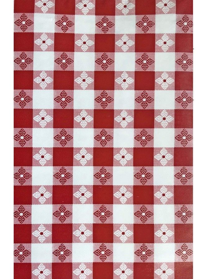 Newbridge Bistro Tavern Check Vinyl Flannel Backed Tablecloth Cafe Checkered Indoor/Outdoor Vinyl Picnic Bbq And Dining Tablecloth 70” Round Red - Image 3