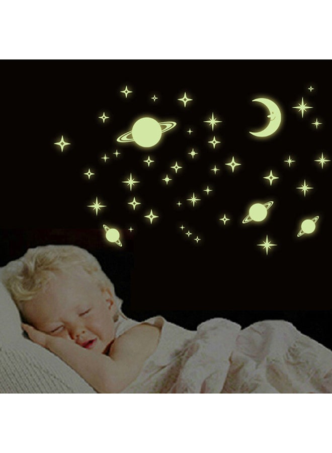 Voberry Diy Small Universe Luminous Living Room Bedroom Decoration Wall Stickers E Yellow 21X29.7cm - Image 2