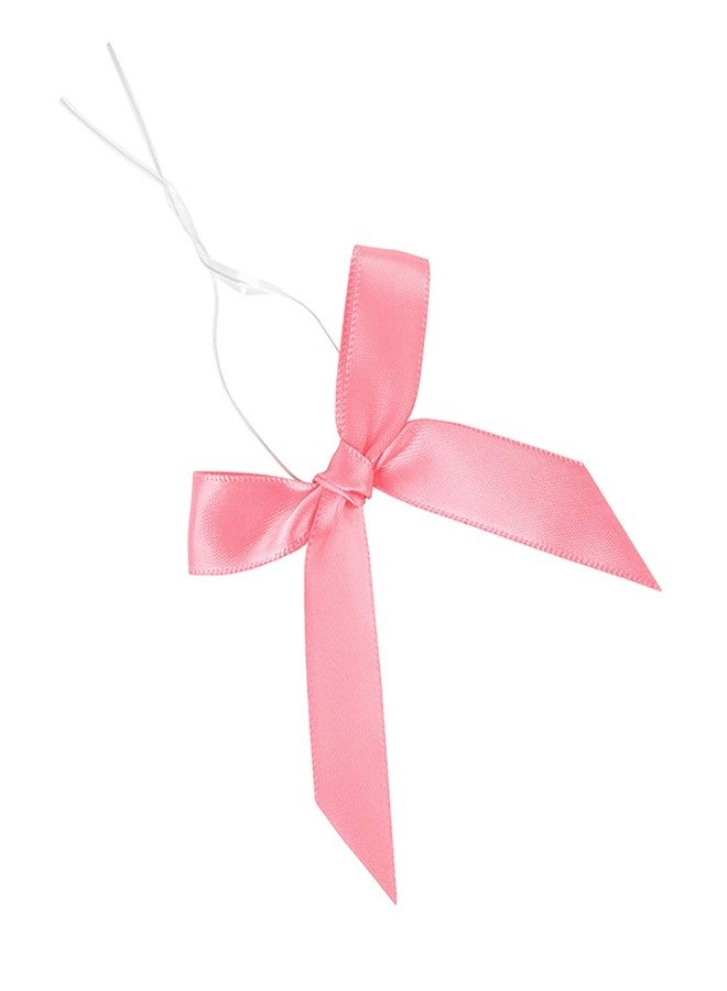 AKLVBL 50 Pack Pink Satin Ribbon Twist Tie Bows for Treat Bags, Gift Bags, Bakery Candy Bags and Package Decorating Ribbon Bow, Bowknot for Gifts - Image 1