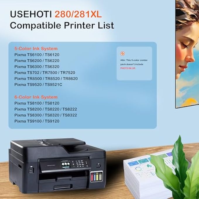 COMPATIBLE PGI-280XXL PGBK INK CARTRIDGES REPLACEMENT FOR 280 281 INK, 281 INK CARTRIDGES & PRINTER INK 280 PGBK FOR PIXMA TR8620A TR8520 TS9120 TS6320 PRINTERS (2-PACK) - Image 3