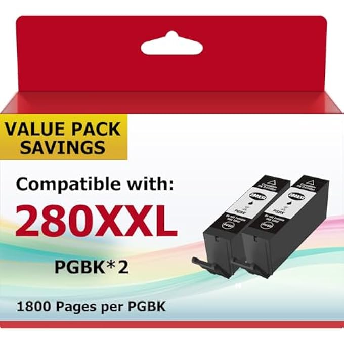 COMPATIBLE PGI-280XXL PGBK INK CARTRIDGES REPLACEMENT FOR 280 281 INK, 281 INK CARTRIDGES & PRINTER INK 280 PGBK FOR PIXMA TR8620A TR8520 TS9120 TS6320 PRINTERS (2-PACK) - Image 2