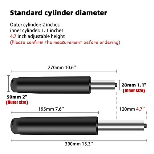 Omyoffice 2.5 inch Office Chair Gas Lift Cylinder-Office Chair Replacement Parts,Universal Size Fits Most Chairs,Heavy Duty Gas Lift Hydraulic/Pneumatic Piston - Image 2