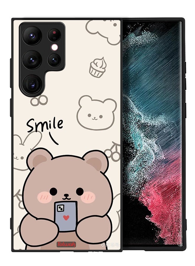 Tolwak Samsung Galaxy S22 Ultra 5G Protective Case Cover Smile Bear Art - Image 2